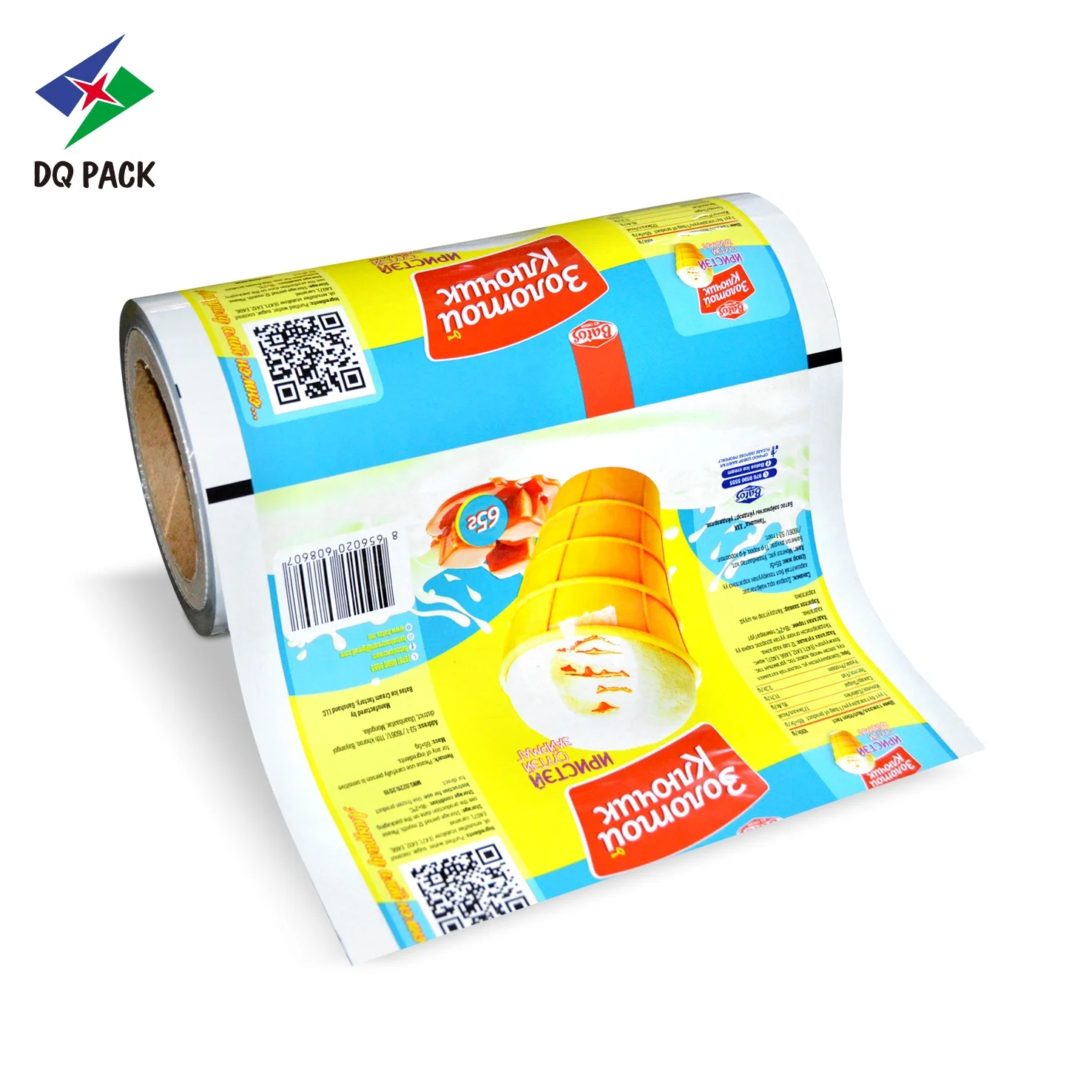 DQ PACK изготовленный на заказ палочка для мороженого эскимо пластиковая ламинированная пленка автоматическая упаковочная рулонная