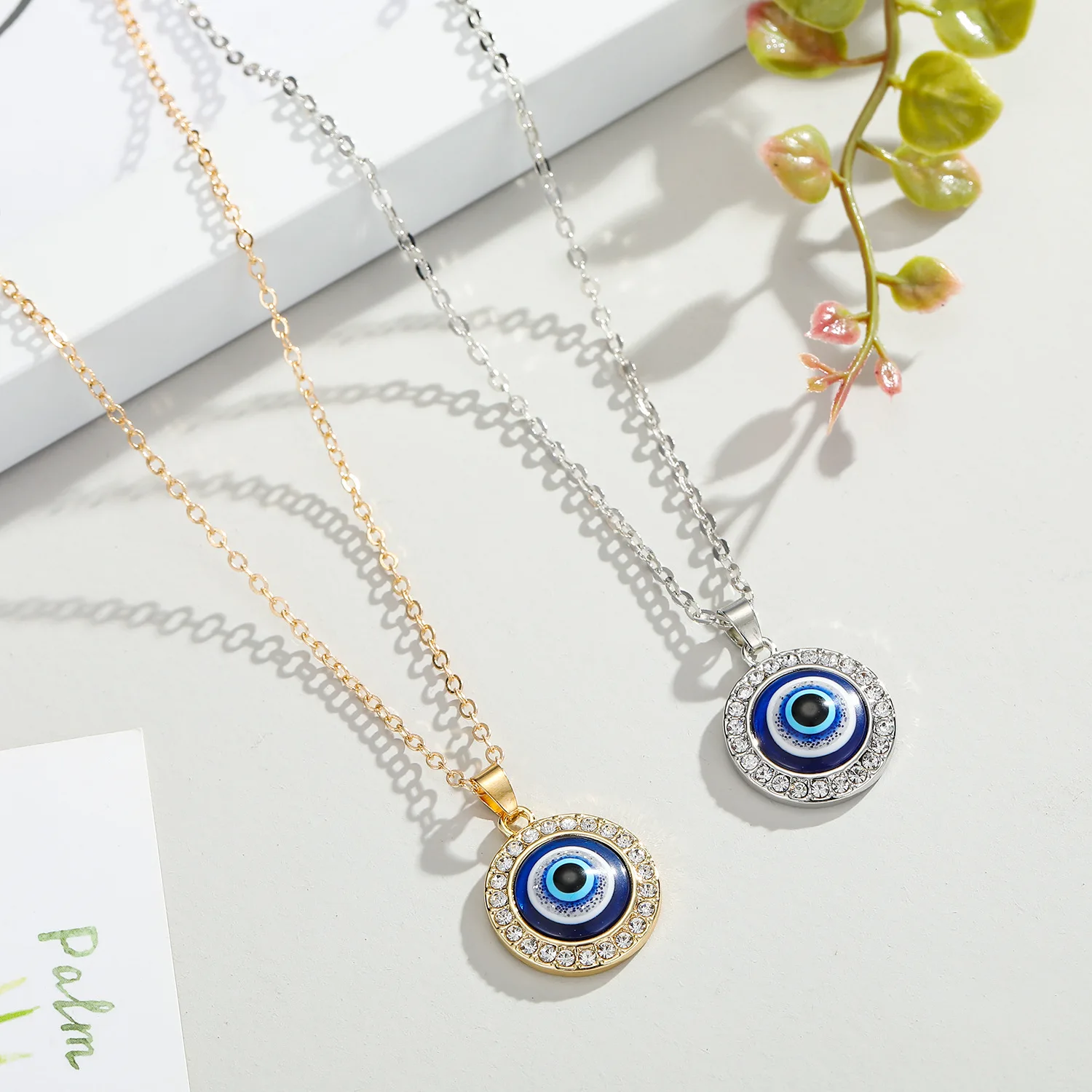 
Hot Selling Turkish Blue Eye Pendant Necklace Paved Crystal Evil Eyes Necklace For Girls - Buy Turkish Blue Eye Pendant necklace 