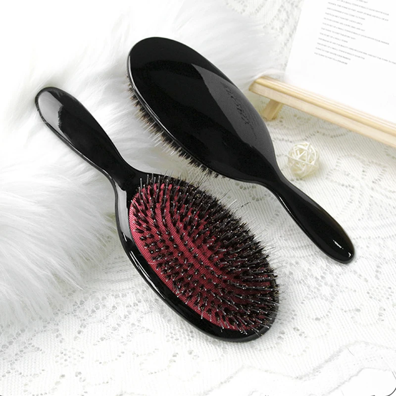 Private Label Hard Medium Hair Brush Pig Boar Bristle Brush Hairbrush Detangling Wig Hair Extensions Cushion Paddle Brush