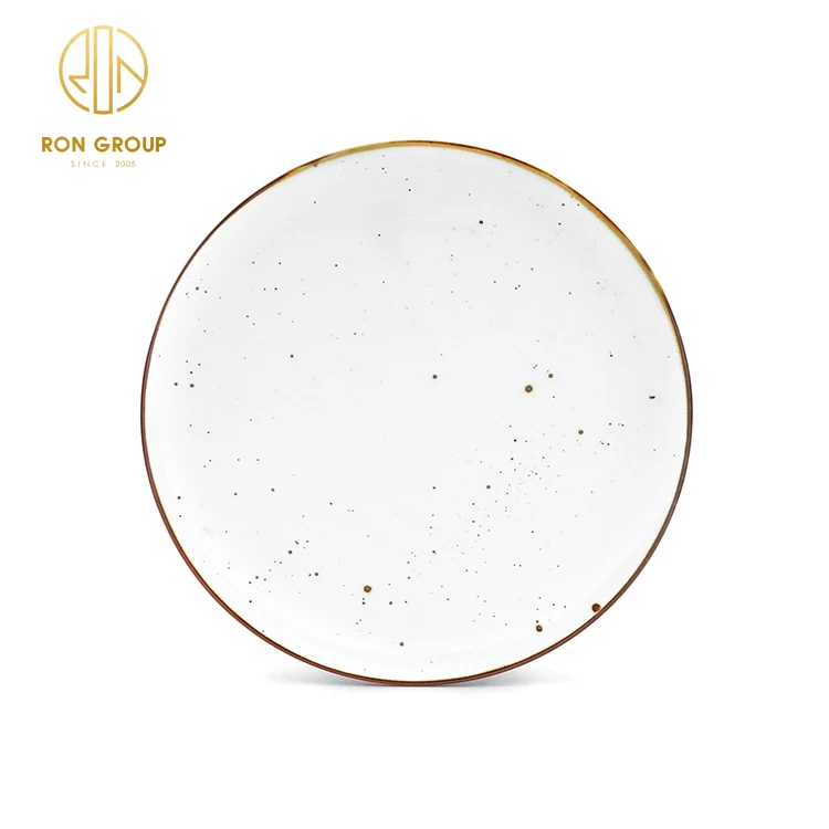 manufacturer wholesale restaurant hotel cafe colorful porcelain dinnerware sets unbreakable golden edge round ceramic plate