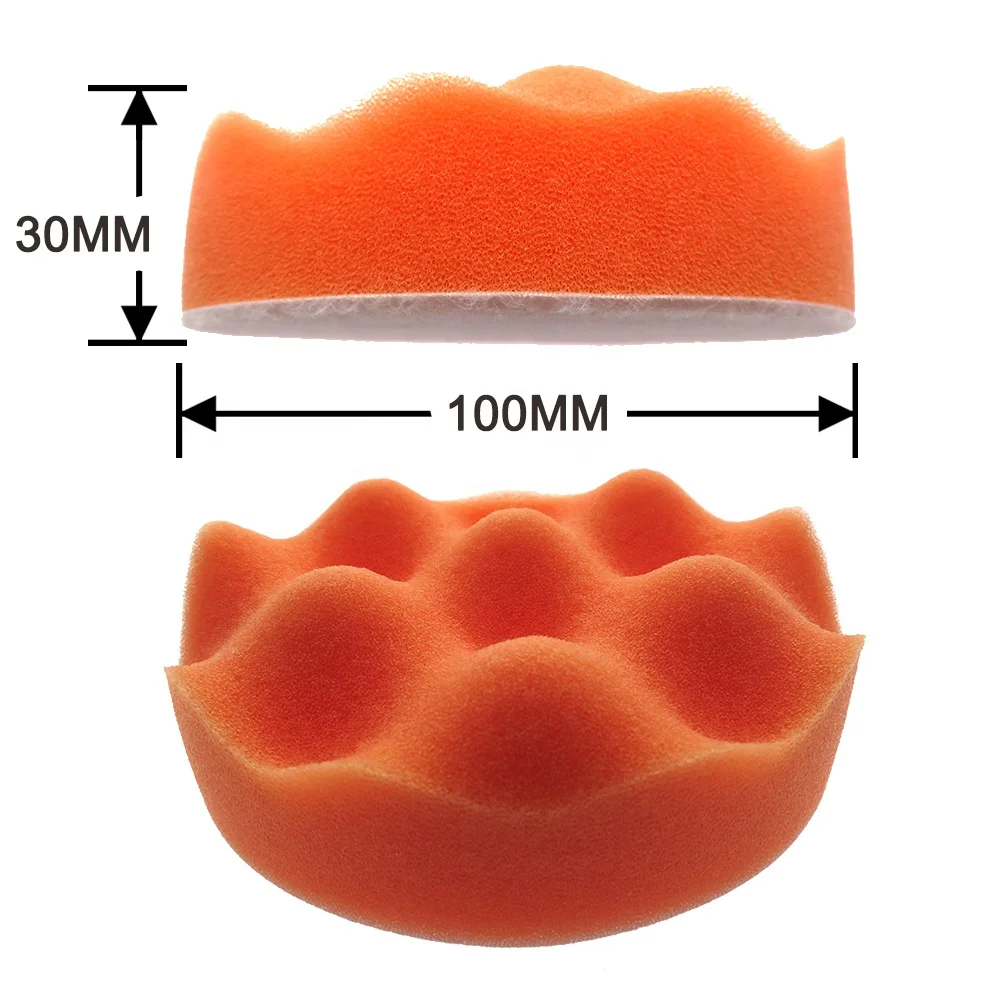 High Quality 4 Inch 100mm Hook and Loop Orange Waffle Buffing Pad Orange Sponge Polishing Sanding Pad for Car Care