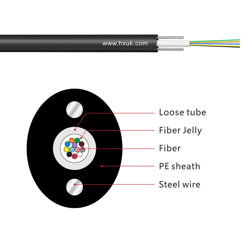 1 2 core single mode/multimode fiber optic GYXTPY ftth cable