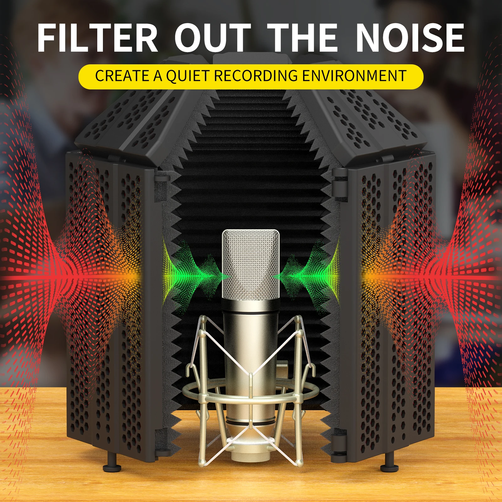 3 двери микрофон отражение Flter портативный вокальный акустический звук микрофона изоляции щит