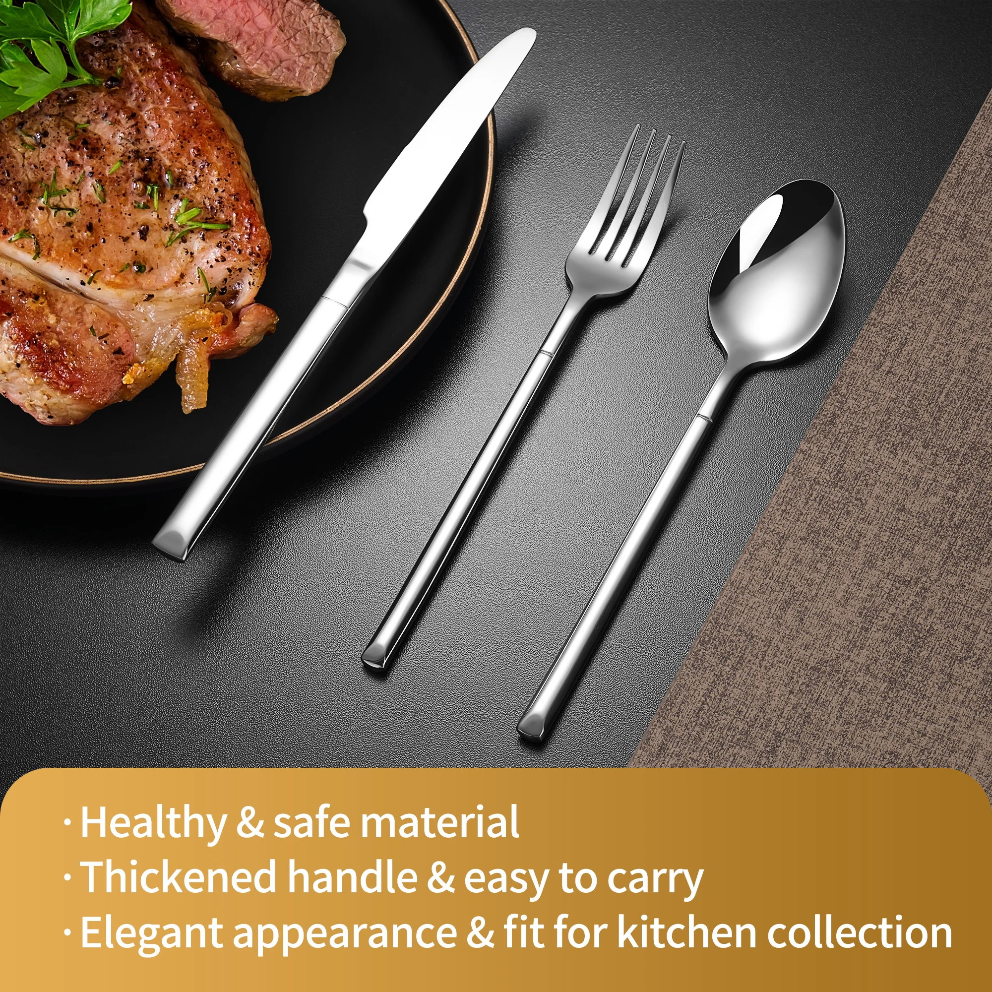 Higher Quality 5 Pcs Silverware 18/10 Stainless Steel Knife Spoon And Fork Cutlery Flatware Set For Wedding