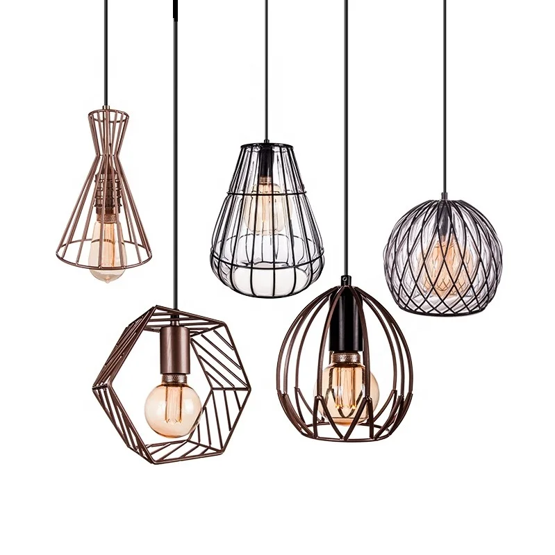 Hot Selling Personalized Minimalist Iron Art Chandelier Coffee Shop Restaurant Decorative Light Retro Mesh Chandelier