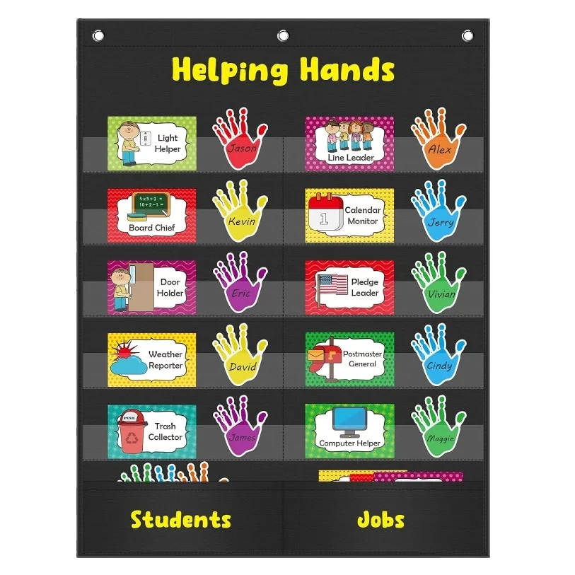 Helping Hands Pocket Chart Classroom Jobs and Management Pocket Chart Classroom Organization Teacher Accessories