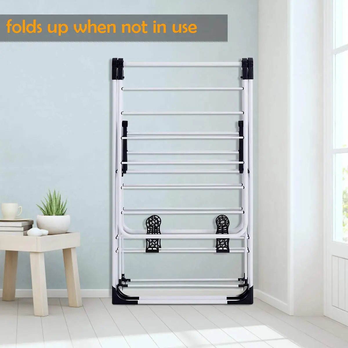 Hot Selling Stainless Floor Folding Clothes Drying Rack Foldable Clothes Rack hanger Laundry Rack with Shoe Hangers