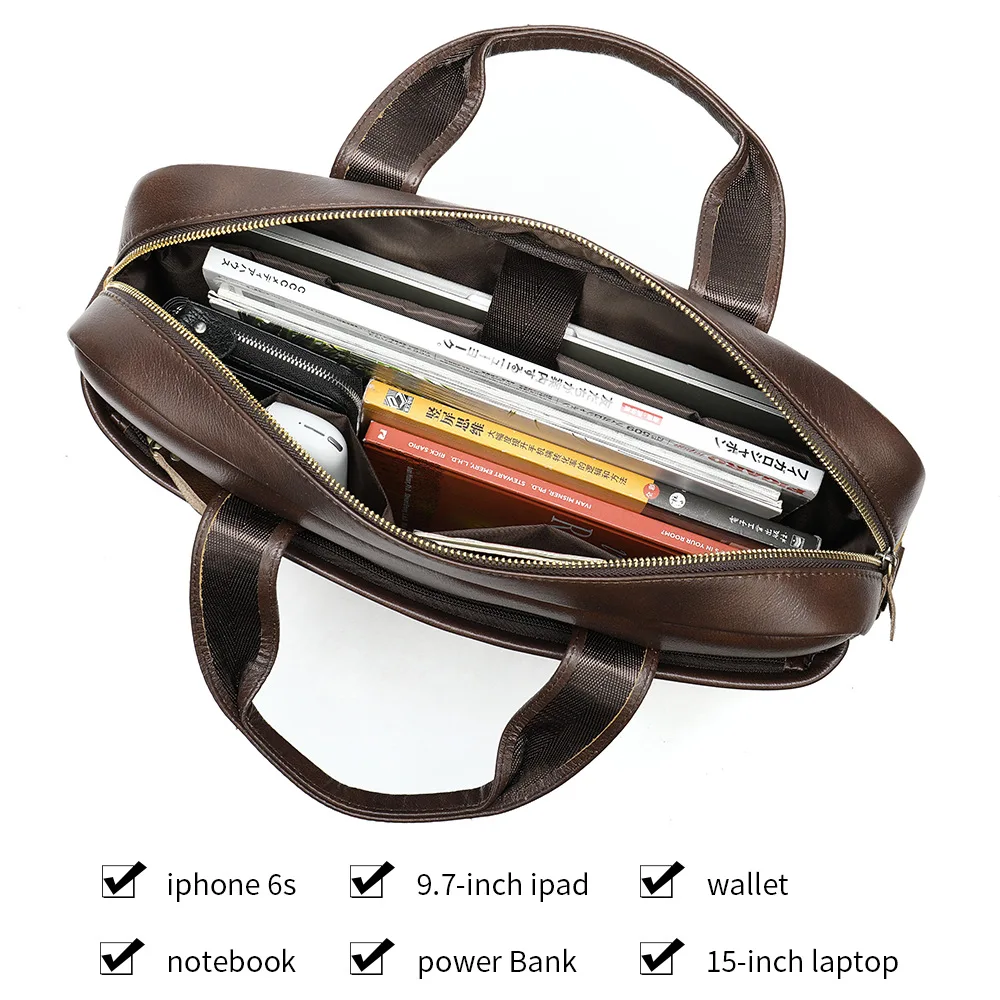 New Fashion Black Brown Waterproof Vintage Berifcase Sling Bag For Men PU Leather Laptop Bag Hot Sale