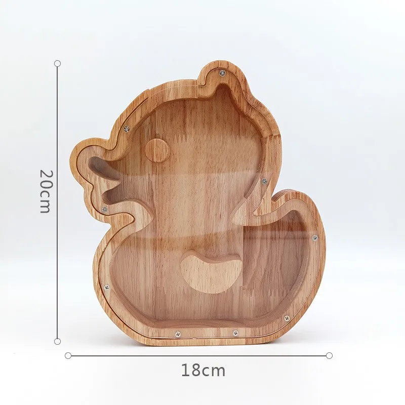 Cat Dog Dinosaur Animals Shaped Wooden Piggy Bank For Kids Children Large Coins