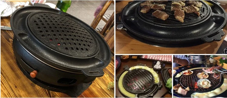 Hot sell smokeless tabletop korean bbq grill portable Cast Iron charcoal grill