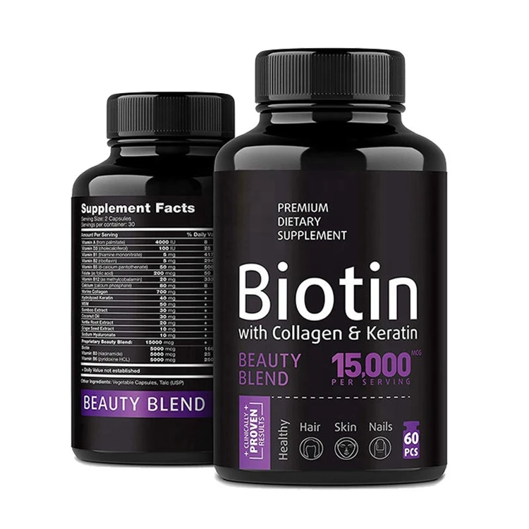 Wholesale Hair Skin Nail Capsules Beauty Biotin Capsules with Collagen Keratin