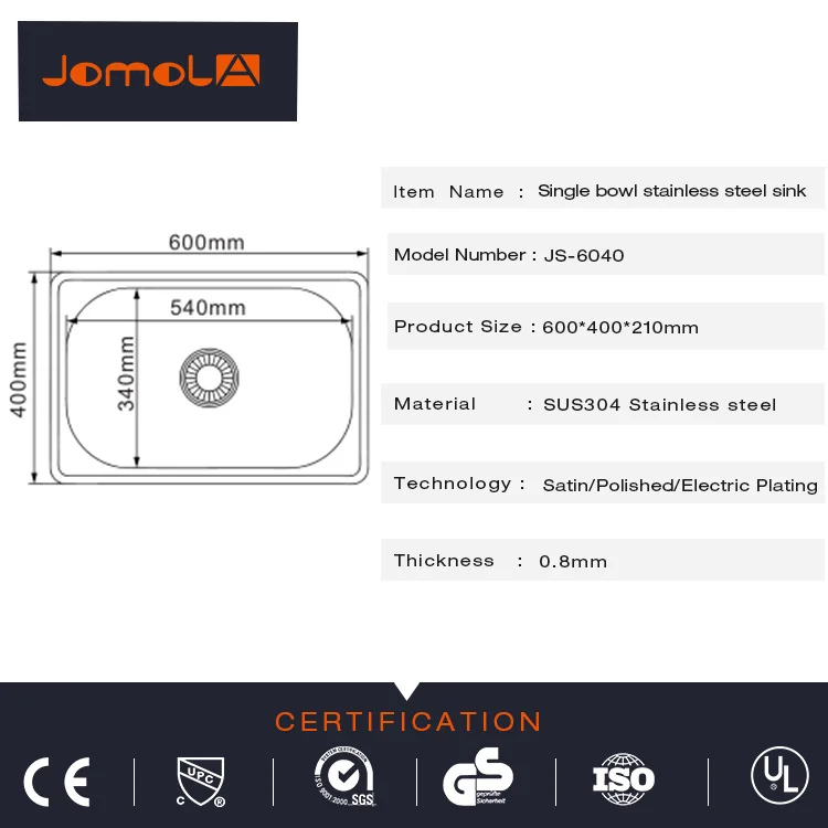 Israel design kitchen stainless steel sink & portable camping sink with strainer