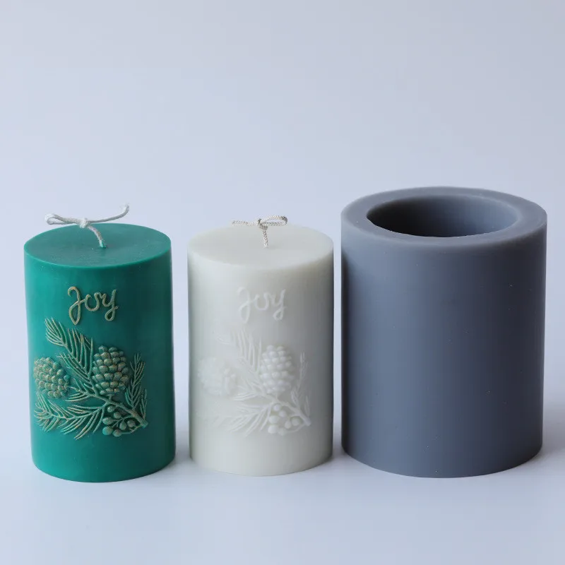 
FO254 DIY Creative candle mold cylindrical pine cone relief scented candle silicone mold 