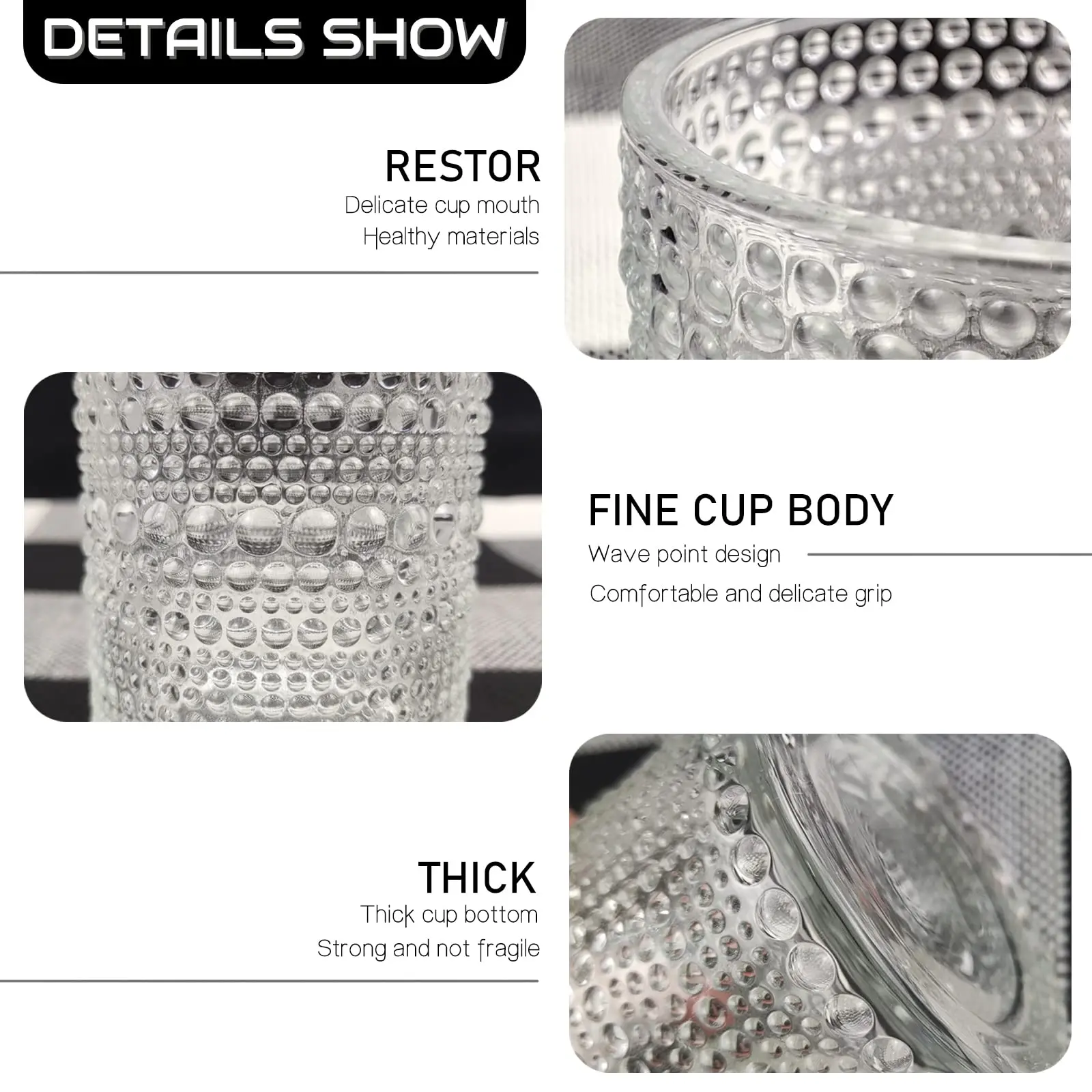 Wholesale  Romantic Green Drinking Glasses Retro Wine Water Whiskey Glasses Cup Embossed Blue Drink Glass Goblet boho glassware