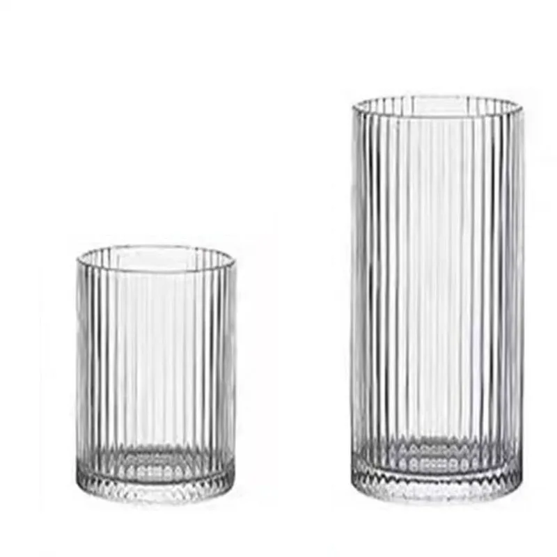 Hot Sale Embossed Stripe Design Glass Tumbler Cocktail and Drinkware for Wine Tea Home Use Novelty Creative Novelty Creative