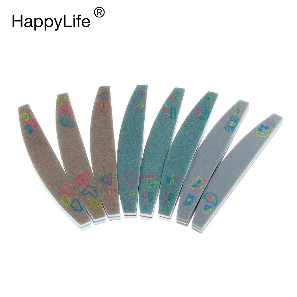 HappyLife профессиональная губка с напечатанным логотипом на заказ, инструменты для дизайна ногтей, светящийся буфер, пилка для ногтей