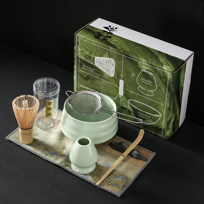 Bambus Japanese Modern Tea Kit Whisk Chasen Bamboo Custom Logo Pink Box Vintage Matcha Whisk Tea Set With Spout Set