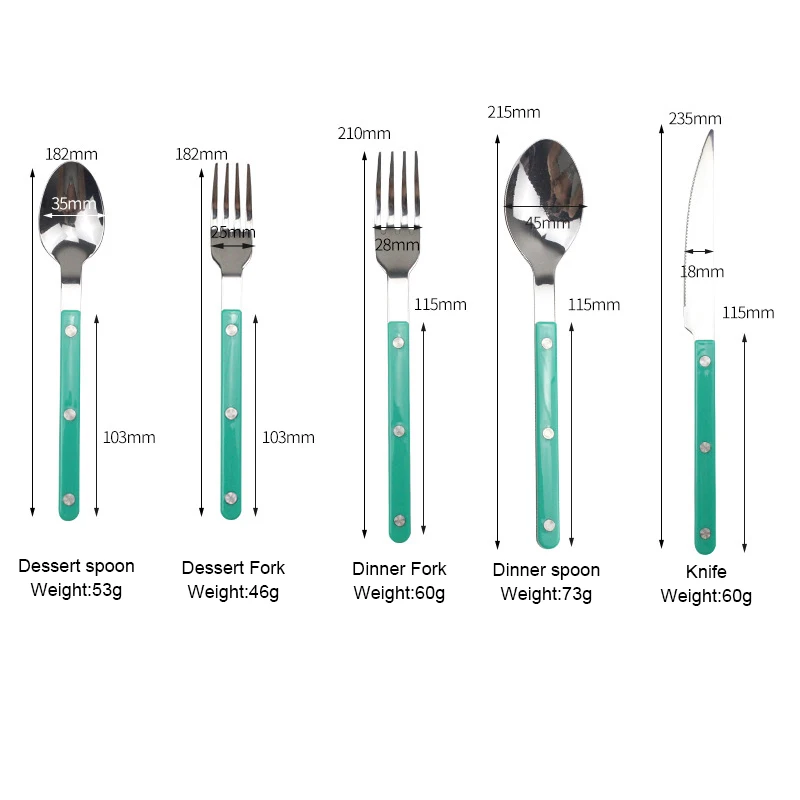 Wholesale Stainless Steel Spoon Fork Knife Wedding Restaurant Cutlery Sets Silverware Flatware Set With Plastic handle