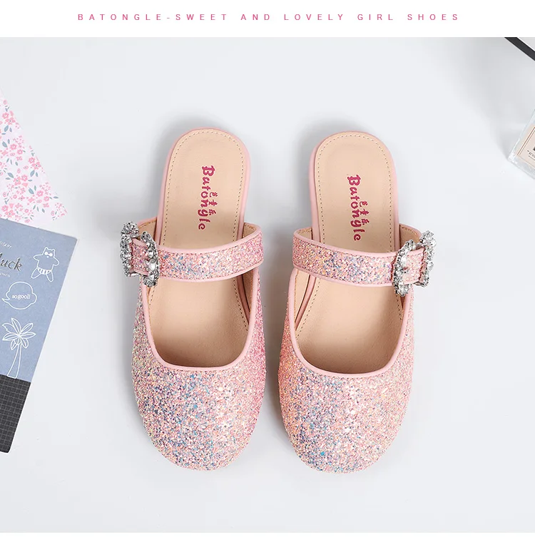 Slippers Wholesale Summer Fashion Cute Non-slip Flat Sequin Kids Sandal For Girls