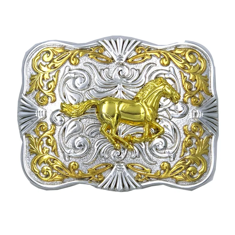 Custom Two Tone Rodeo Belt Buckle Western Rhinestone Mexico Metal Buckle Cowboy