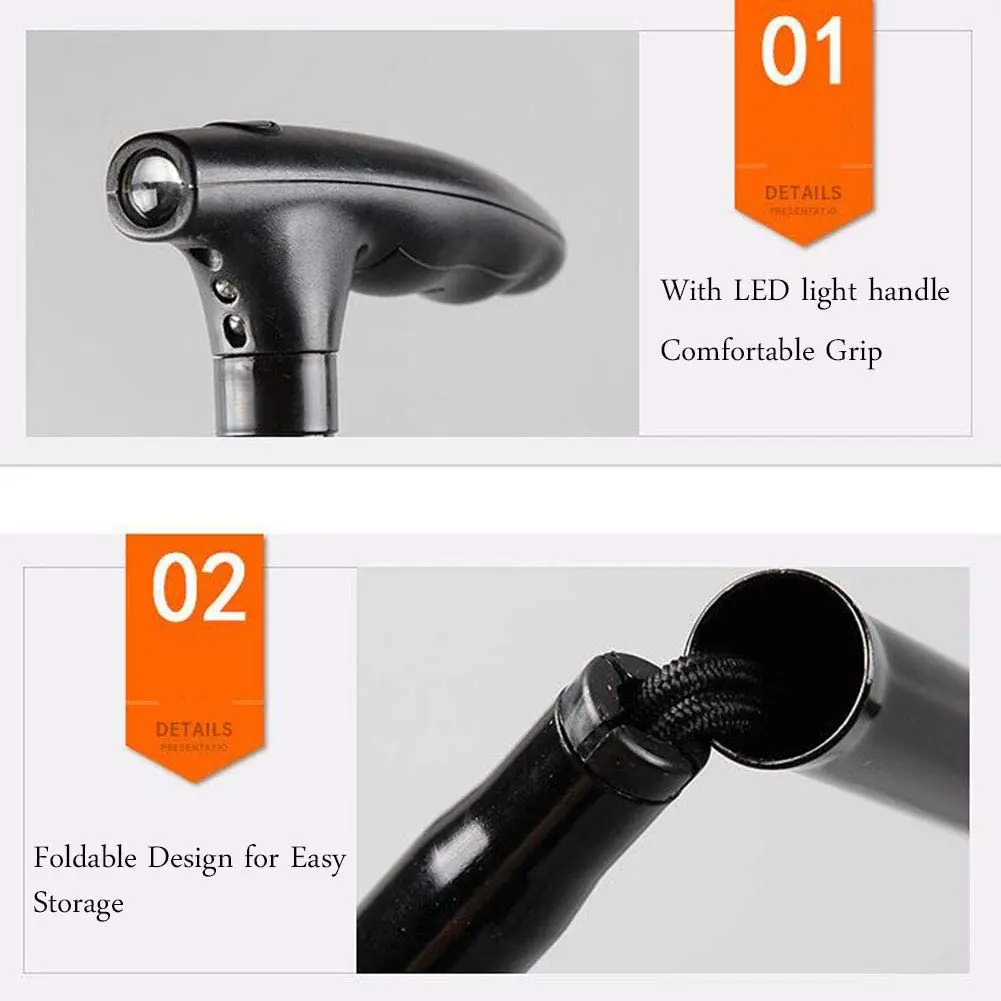 Outdoor Folding Cane Walking Stick Custom Folding Walking Cane for Elder Aluminum Hiking ABS Aluminum 6061 Color Box Clip 76