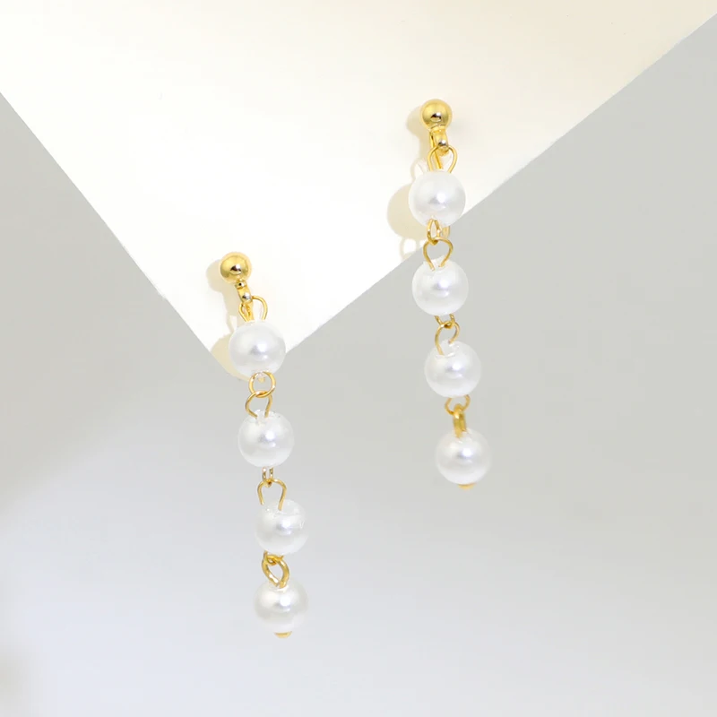 Korean version pearl earrings female temperament retro mosquito coil ear clip ear piercing ear accessories famous girl design