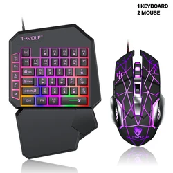 Magnetic Wholesale small colorful backlight one hand mobile mini keyboard and mouse for free fire gaming