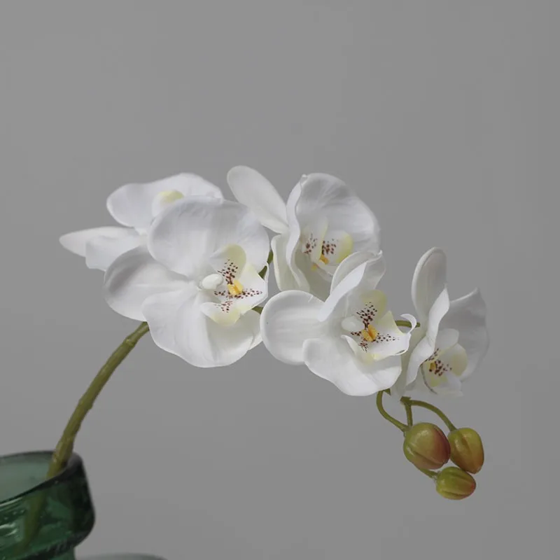 Orchid Greenery Artificial Flowers 3-Headed Silk Cloth Bundle Real Touch for Christmas Decorations