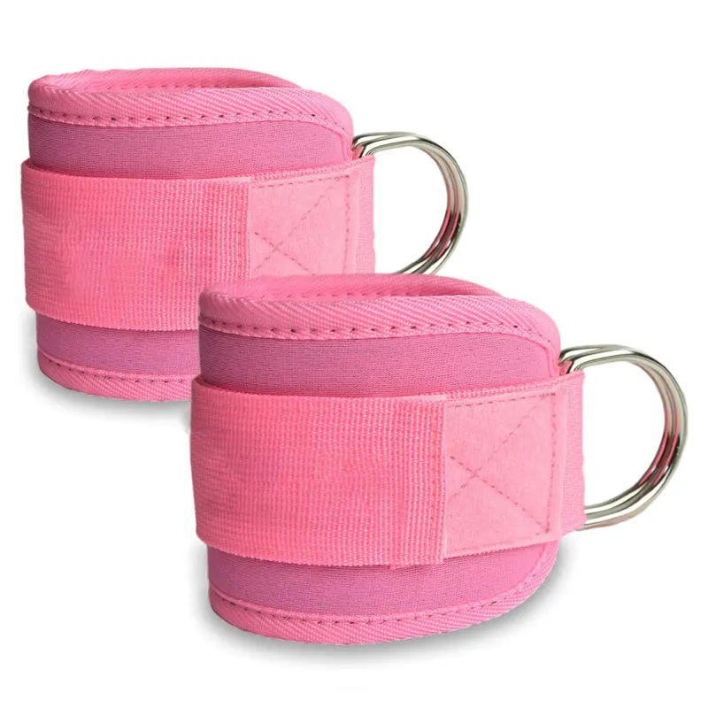Gym Pink D Ring Adjustable Neoprene Weightlifting Fitness Ankle Cable Cuffs Tobilleras Logo Ankle Straps for Cable Machines