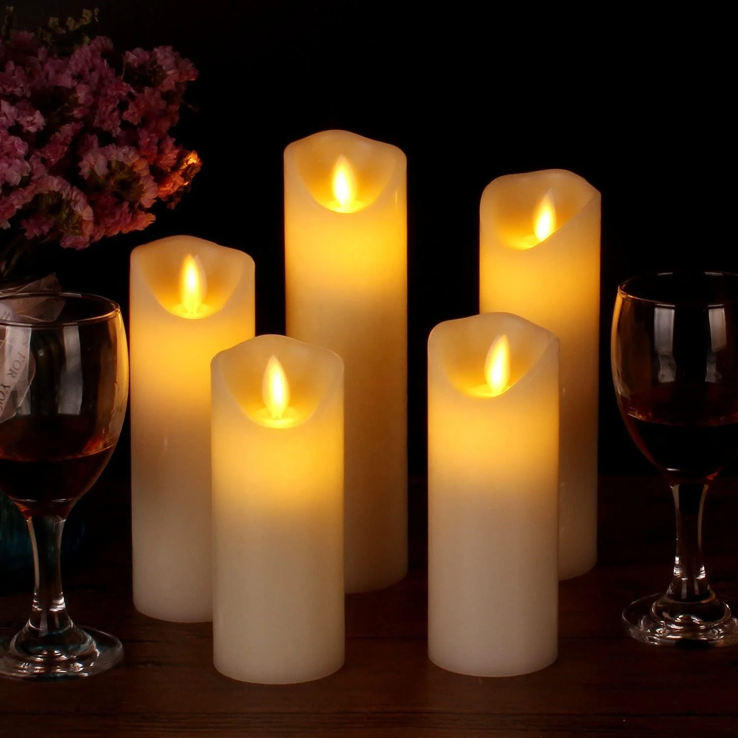 wholesale rf remote control decorative set of 5 scented church led votive lamp light electric candle