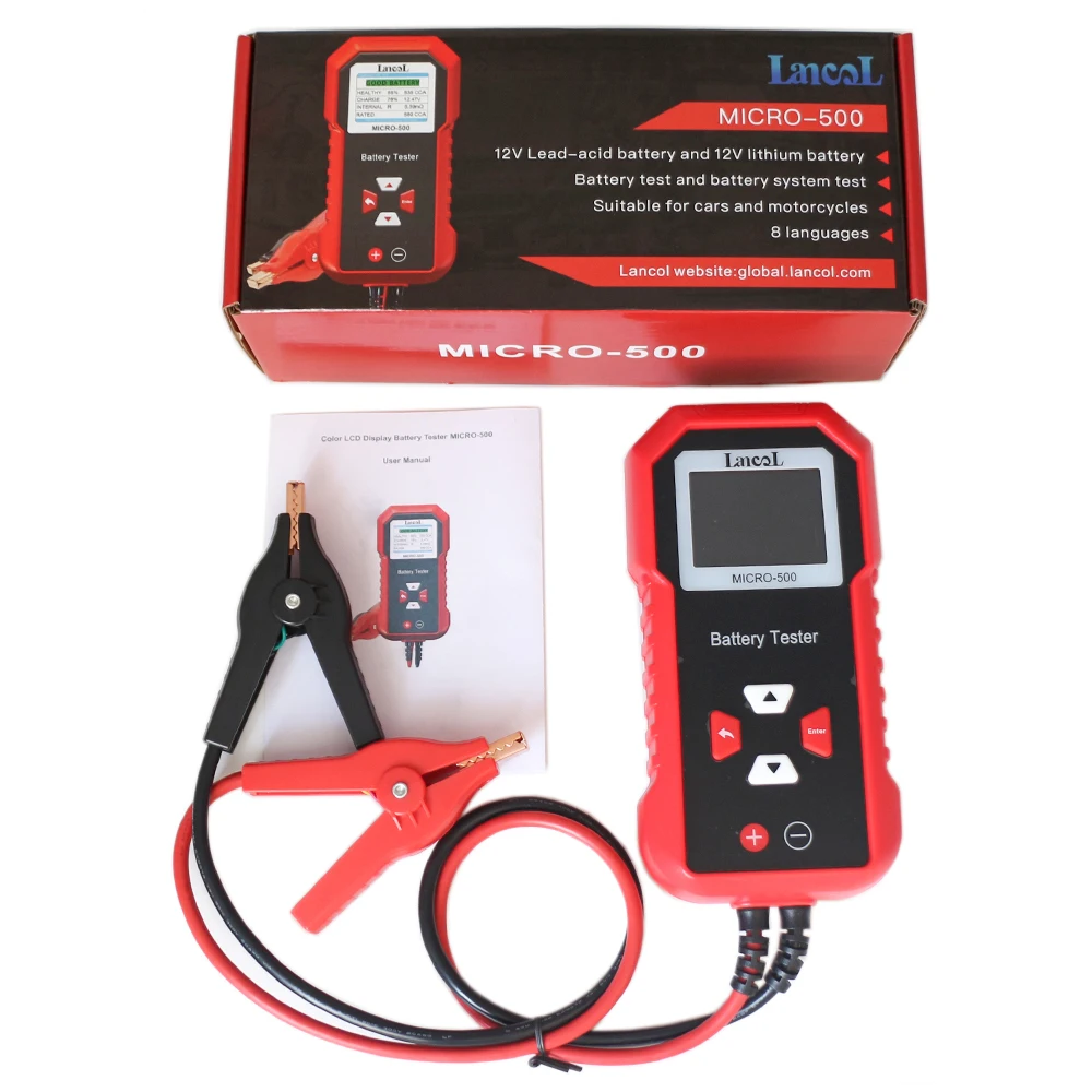 2024 New MICRO-500 12v 24v 40-3000CCA Battery System Tester Diagnostic Tool Automotive Lithium Battery Detector Generate QR Code