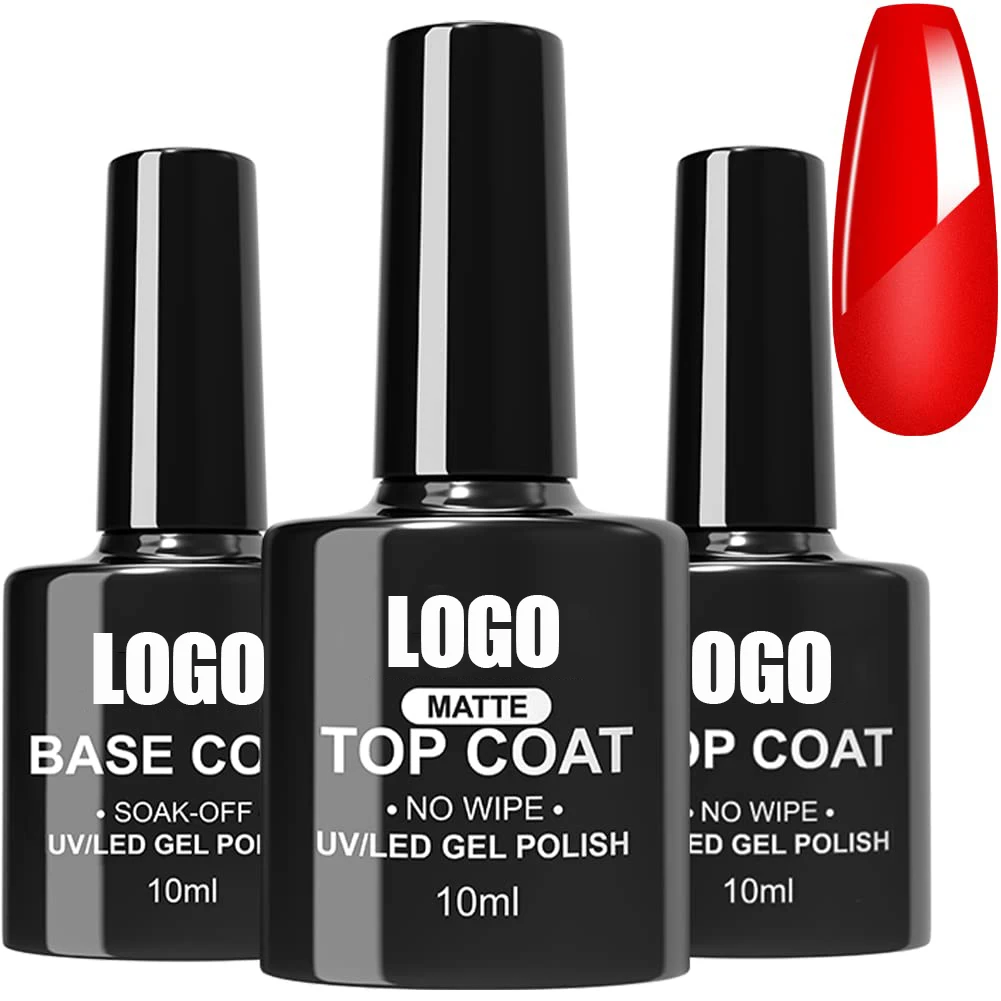 OEM/ODM High Quality Matt Gel Soak Off Gel Nail Polish Private Label UV Gel No Wipe Top Coat Base Coat