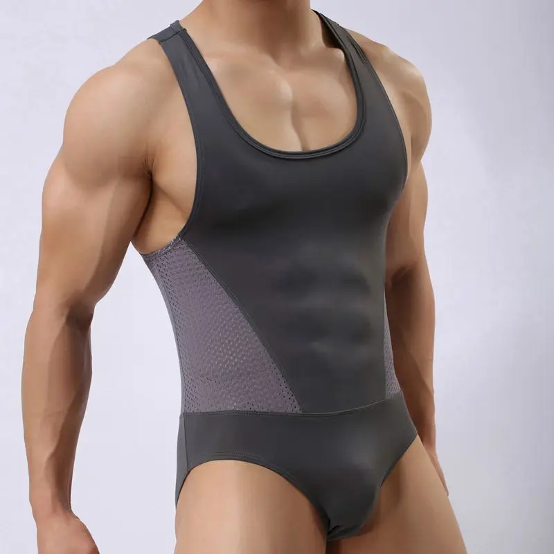 Wholesale Brave Person Mens Mesh Fishnet Bodyshaper Gym Wrestling Yoga Bodysuit