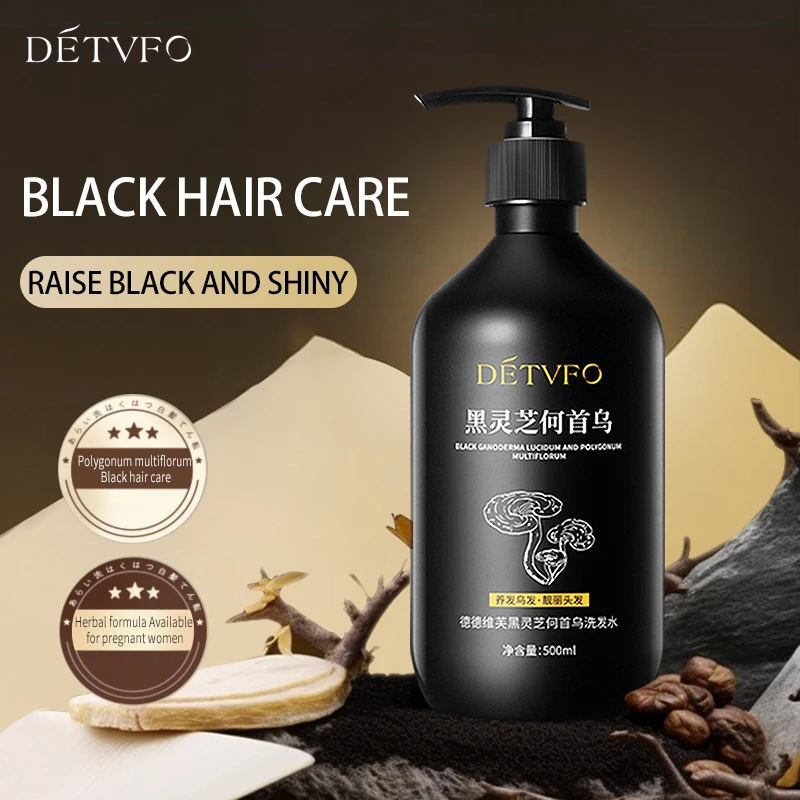 Wholesale Shampoo Nourish Scalp Black Reishi Polygonum Multiflorum Natural Anti Loss Black Hair Shampoo For Hair Growth Products