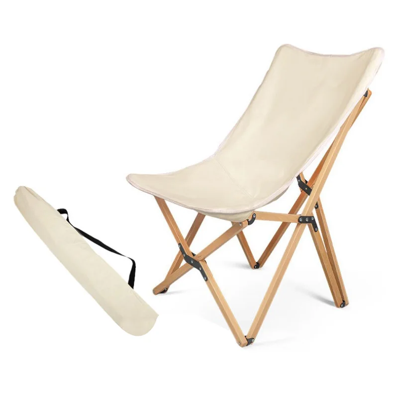 Luxury hot selling multi purpose beach camping outdoor fishing wood foldable wood chair moon chair