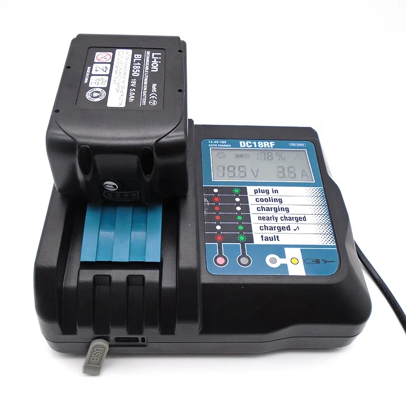 Power Tool Battery Charger DC18RF 14.4V-18V for Makita BL1430 BL1830 BL1850 BL1860