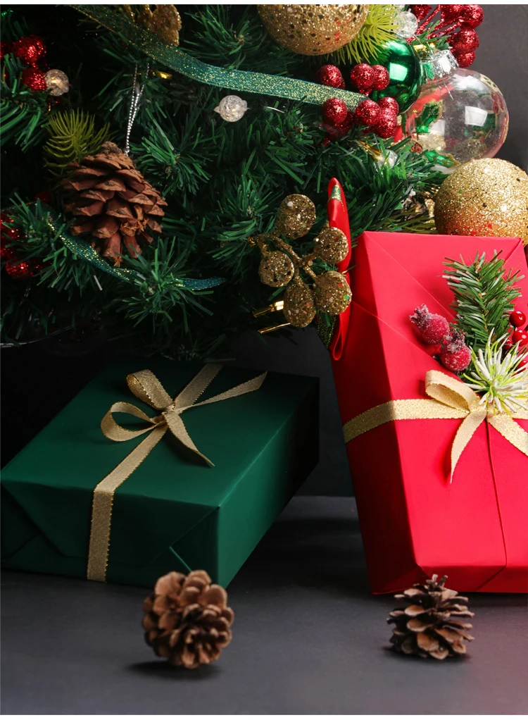 Custom Solid Christmas Red Green Paper Gift Christmas Craft Wrapping Paper