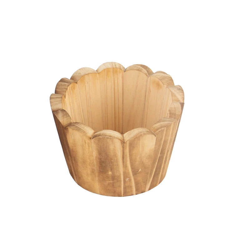 Garden Wooden Barrel Set of 3 Indoor Outdoor Wine Barrel Whiskey Planters Wooden Planter Wooden Bucket