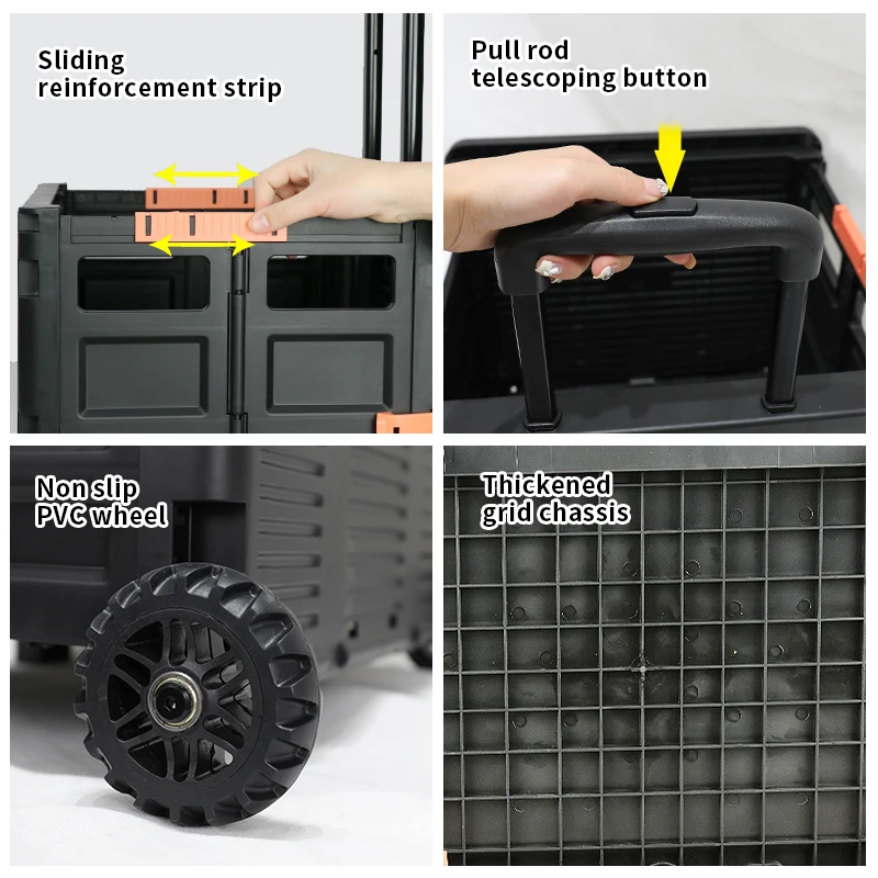 Baoyu Wholesale Eco Friendly Foldable Supermarket Trolleys Grocery Shopping Cart Portable Folding Shopping Trolley Cart