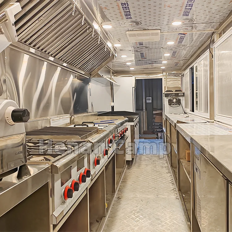 CAMP pizza food trailer with full kitchen equipments fast food truck kiosk food cart with stove and hood grill