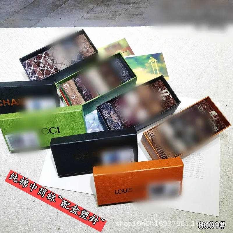 Designer Famous Brand Luxury Unisex Socks Running Graphic Custom Casual Football Socks 5 Pairs Of Gift Boxes