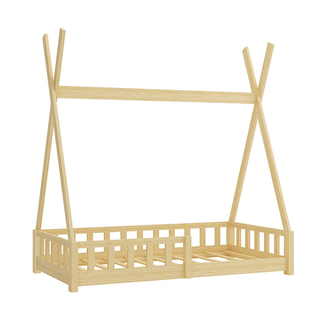 Bedroom furniture wooden children kids floor frame beds, floor house bed for kids