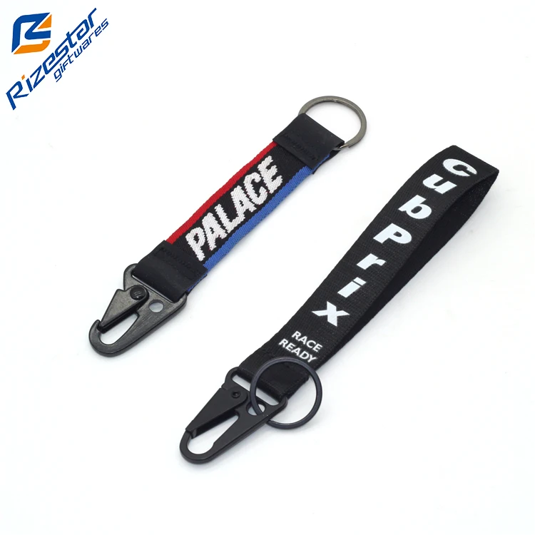 Mountaineering Low Price High Quality Printing Fabric Metal Hook Release Buckle Flat Eagle Mouth Hook Lanyard Key chain