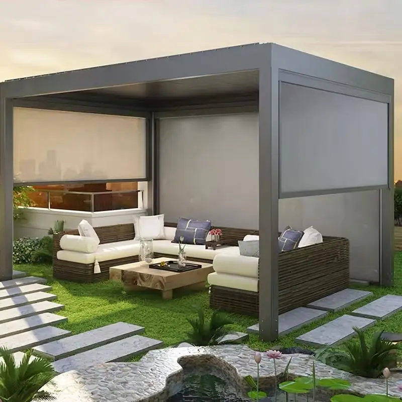 Outdoor Waterproof Smart Sun Screen Windproof Roller Blind Electric Motorized Shades Heavy Duty Pvc Roller Blinds