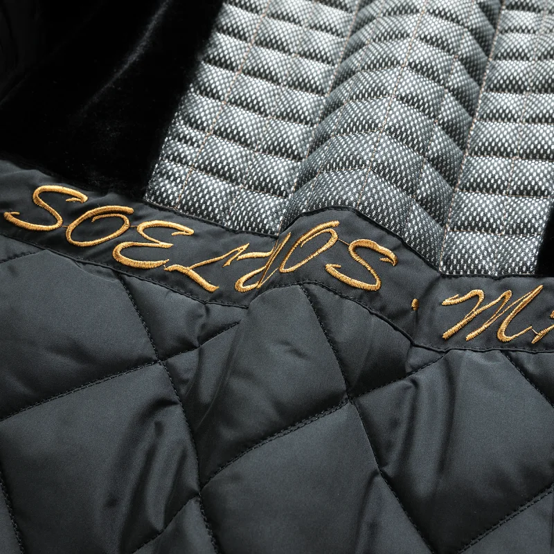 Hot Selling EU Size Long Quilted Padding Puffer Wind Breaker Jacket Winter Overcoat With Fur Collar