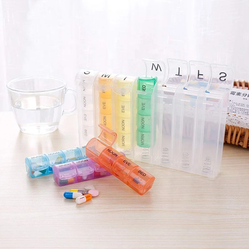 Weekly Pill Organizer Pill Planners for Pills & Vitamins Each Day & Week, Four Times-a-Day Medication Reminder, Easy to Read