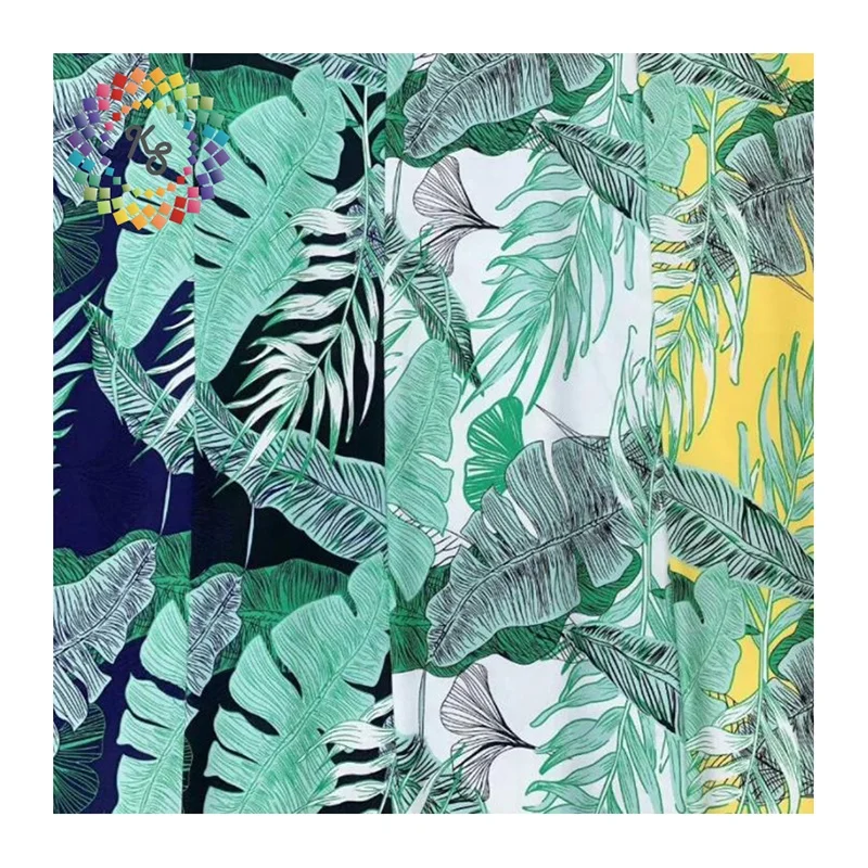 Tropical Rainforest Style Banana Leaf Tropical Print Rayon Fabric for Shirt