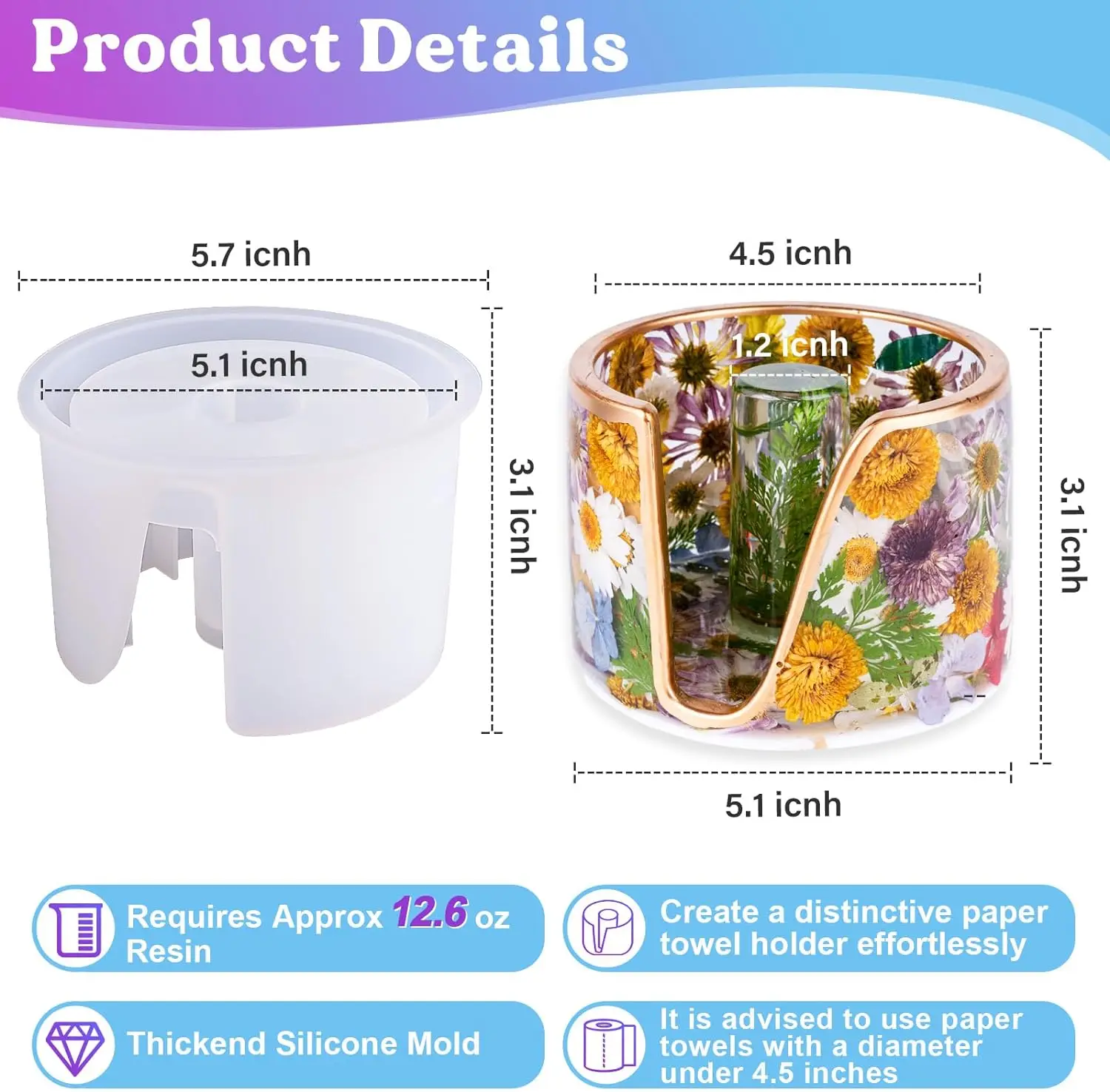 Paper towel holder resin mold countertop Paper towel holder epoxy resin mold suitable for kitchen bathrooms