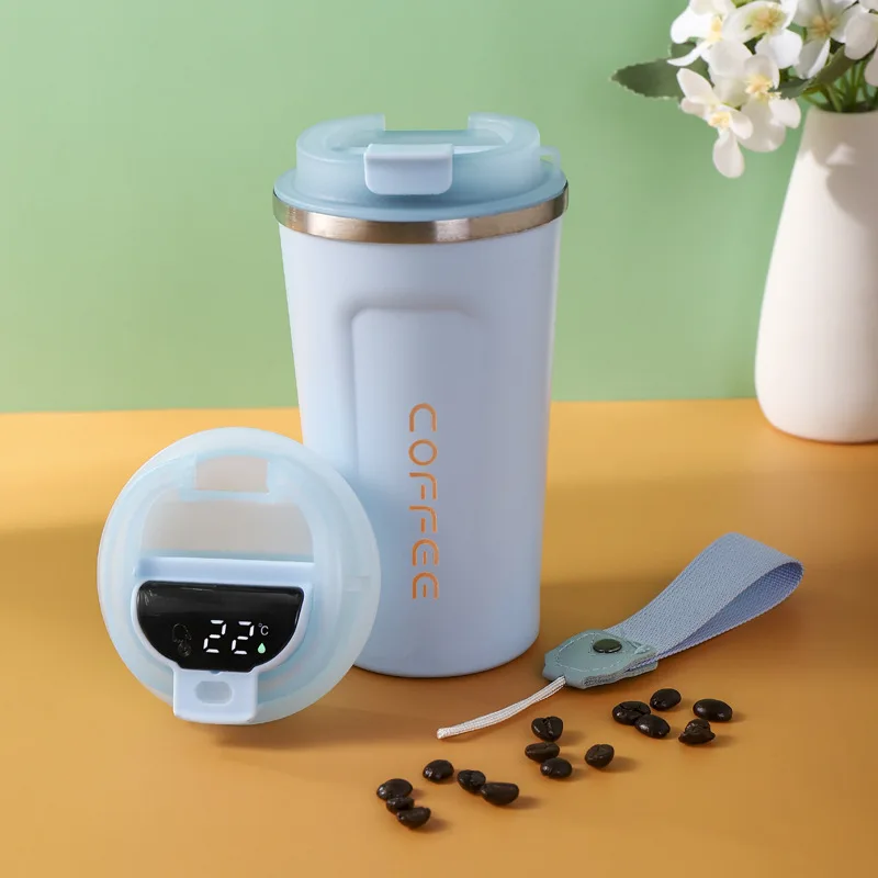 380Ml 510Ml Smart Temperature Display Stainless Steel Coffee Cup Double Wall Travel Office Coffee Vacuum Cup With Lid