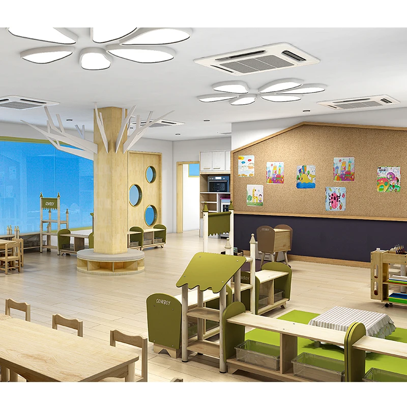 COWBOY Green Country Style Kids Table Wooden Classroom Interior nursery furniture